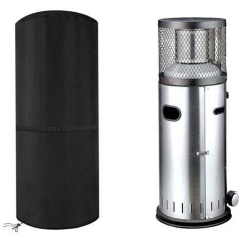 VURAHOME -Housses de Chauffage Extérieur de Protection intempéries Housse de radiateur Patio - Tissu Oxford 210D résistant aux intempéries et aux UV - Rond - 50 x 50 x 120 cm,,noir