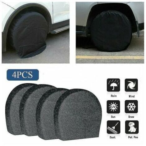 VURAHOME - Housses de pneu de roue de secours imperméables pour caravane Noir L Lot de 4 protections anticorrosion pour pneus de remorque