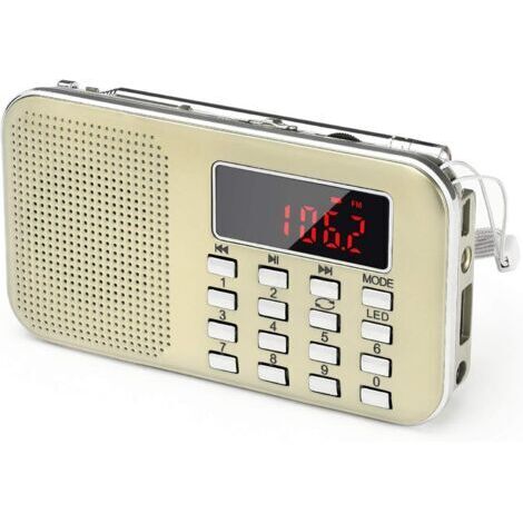 VURAHOME - J-908 AM Radio Portable Ultra-Fine AM FM MP3 AUX USB, Batterie Amovible Rechargeable 1200MAH Enregistre et Numérote Les Stations Automatiquement (Jaune)