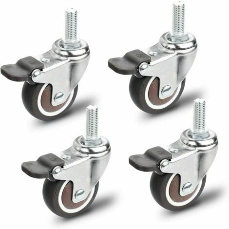 VURAHOME - Jeu de 4 roulettes pivotantes M10 x 25 mm Roulettes universelles pour meuble Capacité de charge 40 kg par roulette