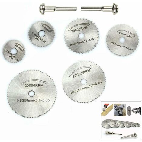 VURAHOME - Jeu de 8 Disque de Coupe Dremel Mini Disque Diamant à Tronçonner,HSS Circulaire en Bois de Coupe Lame de Scie Disques