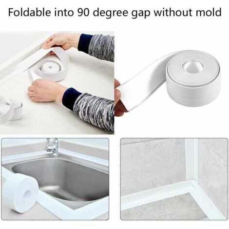VURAHOME - Joint de salle de bain en silicone blanc, ruban d'étanchéité pour cuisine ou salle de bain, ruban adhésif anti-moisissure et anti-fuite Ruban adhésif anti-moisissure et anti-fuite pour de n