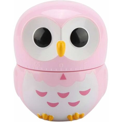 VURAHOME - Jolis Hiboux En Forme De Cuisine Manuel Minuteur Mécanique De Cuisine À La Maison Comptoirs Horloge D'Alarme Réveil Portable Outil De Cuisine (Rose) Accessoire De Cuisine