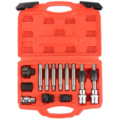VURAHOME - Kit de 13 douilles de retrait de poulie roue libre d'alternateur de verrouillage, écrous, clés de garage.
