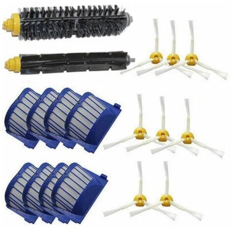 VURAHOME - Kit De 18 Filtres Pour Aspirateur Robotique iRobot Roomba + Brosse Latérale Pour 600 536 551 552 529 564 595 601 602 610 620 630 650