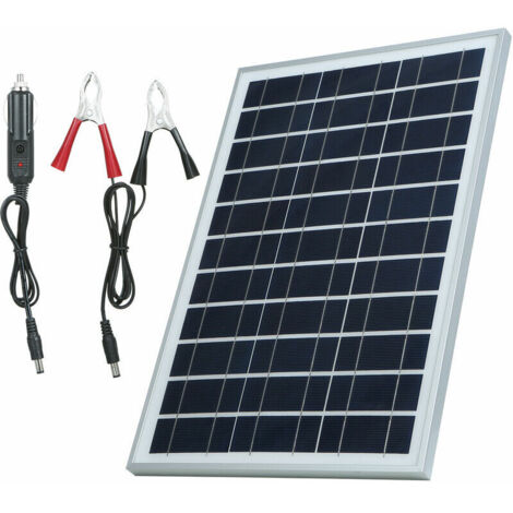 VURAHOME - Kit de panneau solaire polycristallin haute efficacité 60 W DC5/18 V IP65 étanche avec 1 câble de sortie pince crocodile DC/1 chargeur de voiture modèle portable plus cadre