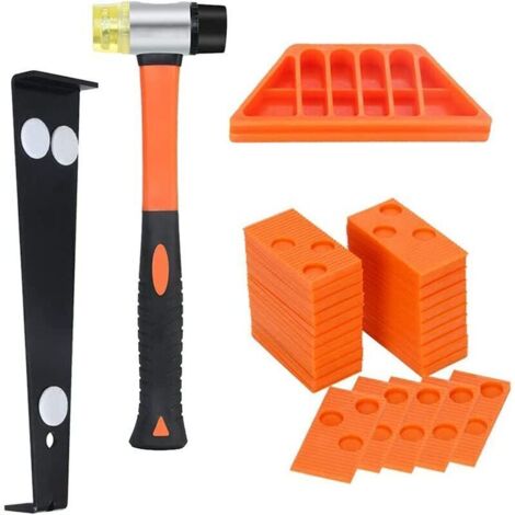 VURAHOME - Kit de revêtement de sol stratifié avec 40 entretoises, maillet à double tête, bloc de frappe et barre de traction (orange)