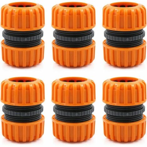 VURAHOME - Kit de rparation de tuyau d'arrosage - pour raccorder 19 mm (3/4&quot), pour un raccordement facile et rapide ou un tuyau de rparation sans outils, jaune 6Pcs Orange