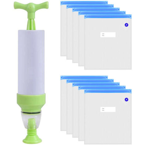 VURAHOME - Kit de Sac sous Vide Alimentaire avec Pompe Manuelle, Sacs de Rangement Alimentaire Scéllés, sous Vide Réutilisables pour Aliments，