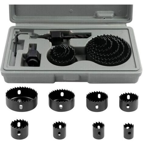 VURAHOME - Kit de scie cloche bimétallique en acier au carbone (11 pièces, 19-64 mm) pour bois, plaques de plâtre et cloisons sèches.