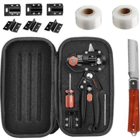 VURAHOME - Kit de sécateur d'outils de greffage 2 en 1, greffe en V en U, parfait pour la greffe d'arbres fruitiers, y compris les rubans de greffage, le couteau de greffage et les lames de rechange,d