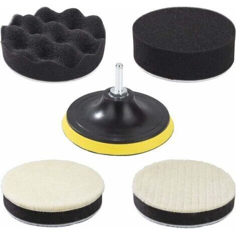 VURAHOME - Kit polissage auto : éponges/patins + adaptateur forage (125mm/5"), disques/tampons, pour polissage/cirage voiture