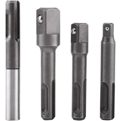 VURAHOME - Kit Porte-Embout de Visseuse, 4pcs Adaptateur SDS Barre d'Extension Porte Douilles Hexagonale 1/4" et Connecteur d'extension Carré 1/4" 3/8" 1/2"