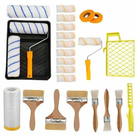 VURAHOME - Kit Rouleau a Peinture 9 Inch et 4 Inch 25 Pcs Avec Bac a Peinture et Pinceau Pour Peinture Murs et Plafonds,