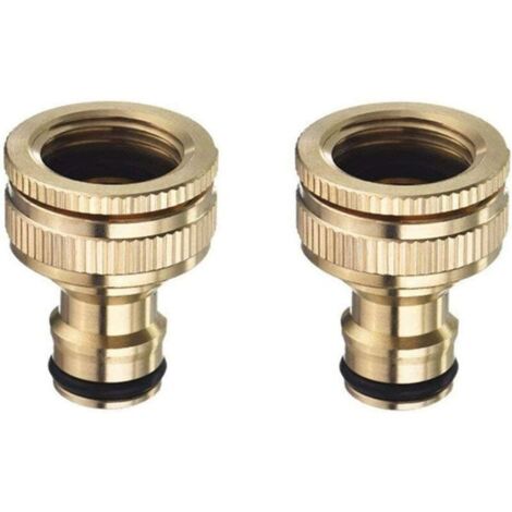VURAHOME - Laiton 3/4 &39&39 and 1/2 &39&39 BSP 2in1 Nez de Robinet d&39arrosage à Visser débit Tap Connector Threaded Faucet Adapter 2 Pack