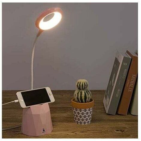 VURAHOME - Lampada da scrivania, lampada da tavolo a LED dimmerabile per proteggere gli occhi dei bambini con 3 modalità di illuminazione (rosa)