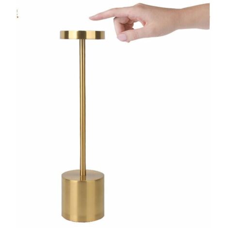 VURAHOME - Lampe de table LED sans fil USB 1200 mAh en aluminium rechargeable pour salle à manger ou bureau   (Version tactile-or local)