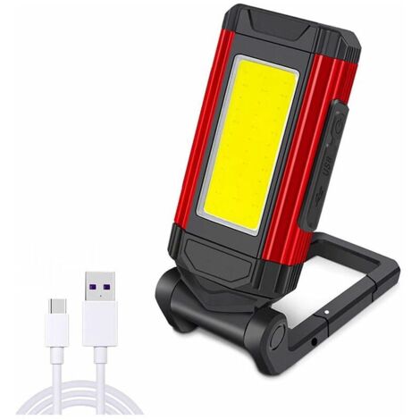 VURAHOME - Lampe De Travail Rechargeable Puissante, Baladeuse Led Lampe Atelier Avec Base Magnétique, Lampe Torche Avec Ipx6 Étanche, 7 Modes Lampe Mecanicien Pour D'urgence, Garage Et Camping