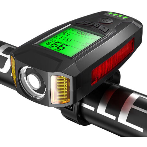 VURAHOME - Lampe de vélo rechargeable USB, ordinateur de vélo avec indicateur de vitesse LED lampe de vélo avant et arrière pour MTB, vélo de montagne