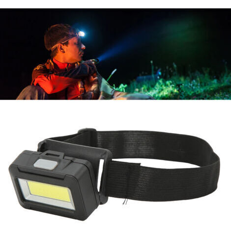 VURAHOME - Lampe frontale ABS étanche alimentée par batterie ultra lumineuse COB lampe frontale montée avec bandeau confortable pour le camping en plein air noir,DUBUNS
