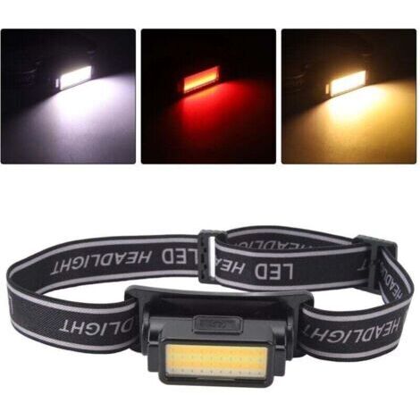 VURAHOME - Lampe frontale LED COB pour le camping, la randonnée, lampe frontale rechargeable, légère et étanche avec bandeau confortable,DUBUNS