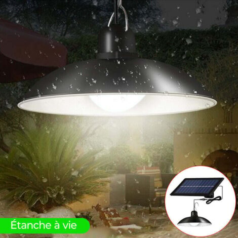 VURAHOME -Lampe LED Solaire suspendue a Double tete avec telecommande, impermeable conforme a la norme IP65, eclairage d'exterieur et d'interieur, ideal pour un jardin, une cour ou une grange Lumiere 