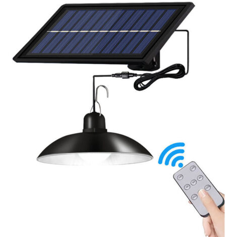 VURAHOME -Lampe LED Solaire suspendue avec telecommande, impermeable conforme a la norme IP65, eclairage d'exterieur et d'interieur, ideal pour un jardin, une cour ou une grange Lumiere blanche