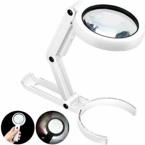 VURAHOME - Lampe Loupe - Loupe Eclairante avec 8 LED Lumière 5X Loupe Lecture sur Pied pour le Journal