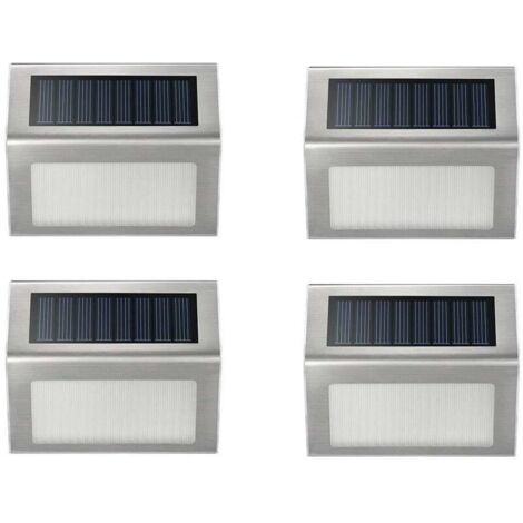 VURAHOME -Lampe Solaire Jardin Extérieur 3 LED , Éclairage Extérieur Solaire Imperméable, En Acier Inoxydable, pour Clôture, Jardin, Escalier, Chemin, Patio, Allée, Porte, Rambarde, 4Pcs