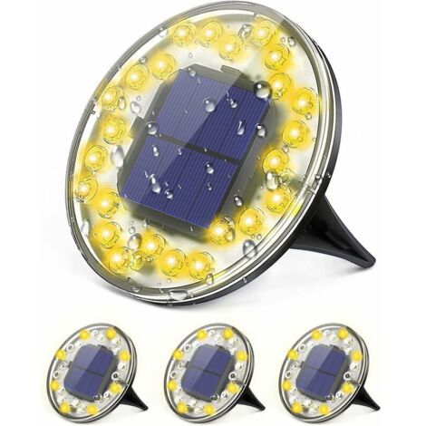 VURAHOME -Lampes solaires au sol,24 LED Lumière Solaire Extérieur Jardin au Sol,Spot Solaire Exterieur Encastrable Etanche IP68,Sol Lampe Solaire Jardin pour jardins,cours,pelouses,trottoirs(blanc cha