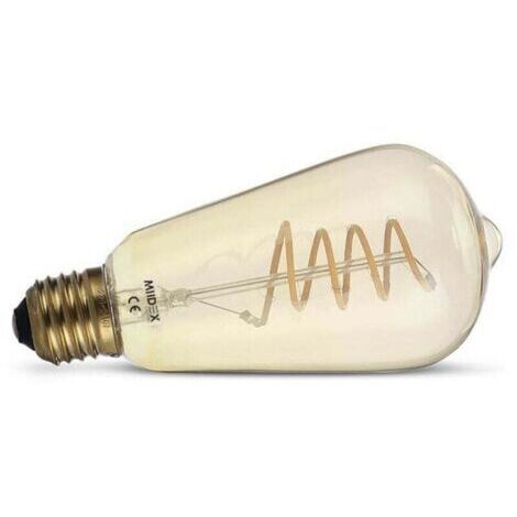 VURAHOME - LED E27 Edison Golden ST64 4W COB Filament , XU,Spirale Miidex Lighting® blanc-chaud-2700k - non-dimmable -