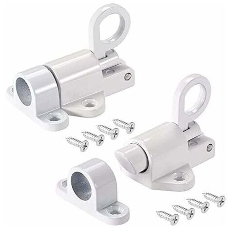 VURAHOME - Loquet de Porte - Automatique verrou de porte Aluminium, Verrou de Porte Verrouillage Fenêtre Porte De Sécurité Anneau De Tir À Ressort Ressort Bounce,Avec Vis (Blanc)