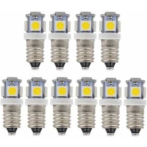 VURAHOME - Lot de 10 Ampoules LED E10 12V Blanc Froid 5SMD 0,5W 50LM (Blanc Chaud)