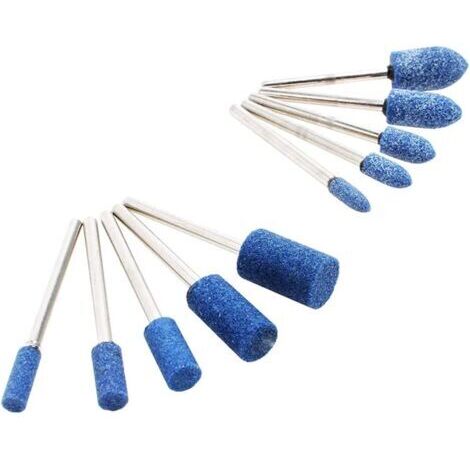 VURAHOME - Lot de 10 forets à pierre de 3 mm, 4-10 mm, tige de 3 mm, tête de meulage abrasive, pour gravure, découpe, polissage - Bleu