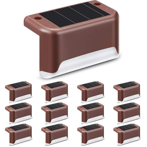 VURAHOME -Lot de 12 lampes solaires de terrasse pour extérieur Lampes solaires à LED étanches pour escaliers extérieurs, marches, cltures, cours, terrasses et allées (blanc chaud)