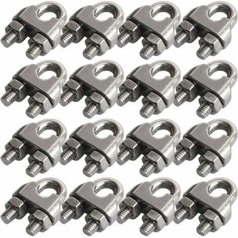 VURAHOME -Lot de 16 serre-câbles M6 en acier inoxydable 304