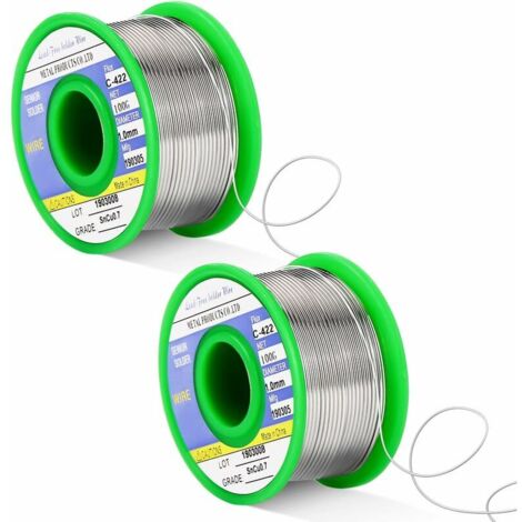 VURAHOME - Lot de 2 fils à souder sans plomb - Soudure - étain à souder - Avec noyau de colophane - Fil de flux - Soudure douce - 100 g - Diamètre 1 mm sur rouleau/bobine