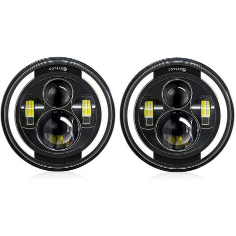 VURAHOME - Lot de 2 phares LED de moto de voiture de 17,8 cm avec feux de jour/clignotants/feux de croisement/faisceau de route 17,8 cm phare rond 6000 K 100 W IP67 étanche (noir, 100 W 2 pièces)