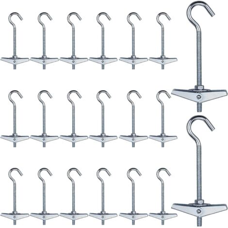 VURAHOME - Lot de 20 ancrages à ressort, M5 x 100 mm en acier au carbone, crochets de plafond pivotants, charge unique 15 kg pour plantes suspendues, montage mural sur cloison sèche