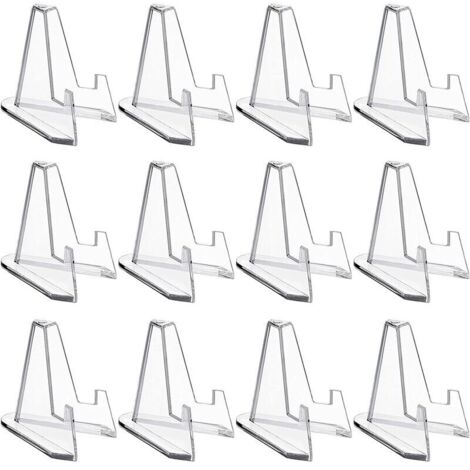 VURAHOME - Lot de 24 supports d'assiette en acrylique antidérapant transparent, support de cadre photo, support de présentation multifonction pour pièces de monnaie, montres de poche, médailles