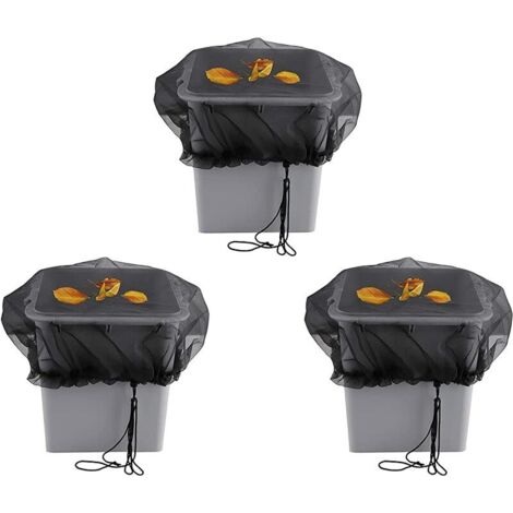 VURAHOME -Lot de 3 housses en maille pour tonneau de pluie, seaux de collecte d'eau pour garder les les débris hors de votre filet de protection pour les tonneaux de pluie de jardin en plein air
