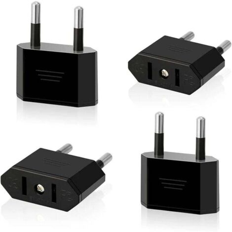 VURAHOME - Lot de 4 adaptateurs de voyage US vers UE USA vers 2 broches Euro/Allemagne Adaptateur convertisseur de prise Amérique/Canada/Mexique pour appareils avec bloc d'alimentation US (noir)