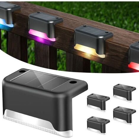 VURAHOME -Lot de 4 Colorée Lampe de Clôture Solaire Étanche , Colorée Lumière de Pont Solaire IP65 étanche Lumière de Traînée Solaire Applique pour Jardin, Marche, Chemin, Escalier, Terrasse, Clôture，