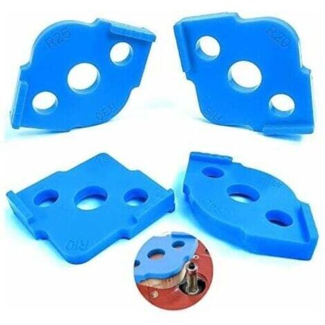 VURAHOME - Lot de 4 Gabarit pour Defonceuse a Bois Sur Table, R5 - R40 Gabarit Plan de Decoupe Travail Accessoires de Routage de Rayon D'angle, Gabarit Dguide de Defonceuse en ​Demi Cercle (Bleu),de