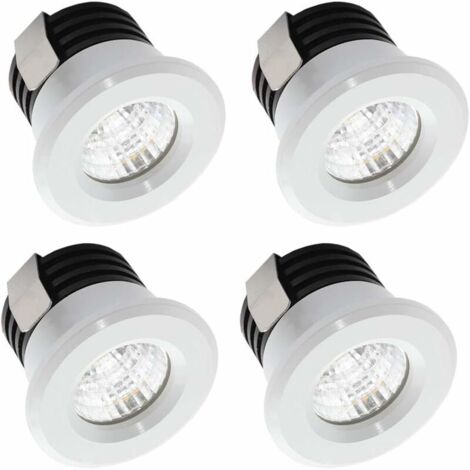 VURAHOME - Lot de 4 mini spots LED encastrables 3 W blanc chaud, mini spot LED pour vitrine, éclairage de plaque minéralogique Incl.Seperated Transformateur