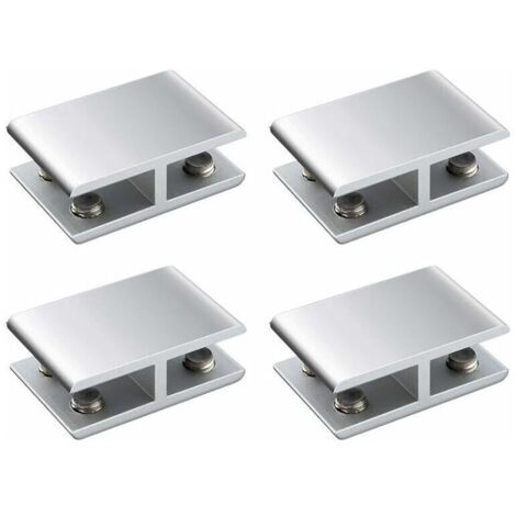 VURAHOME - Lot de 4 pinces à verre réglables double face en alliage d'aluminium pour étagère en verre, support de serrage pour 10-12 mm d'épaisseur