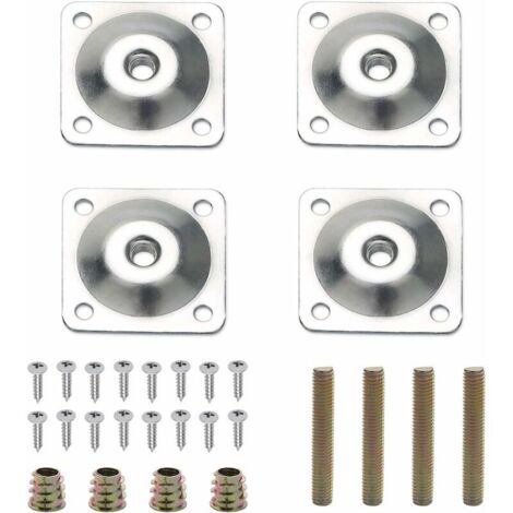 VURAHOME - Lot de 4 plaques de fixation pied de meuble M8 avec vis assorties