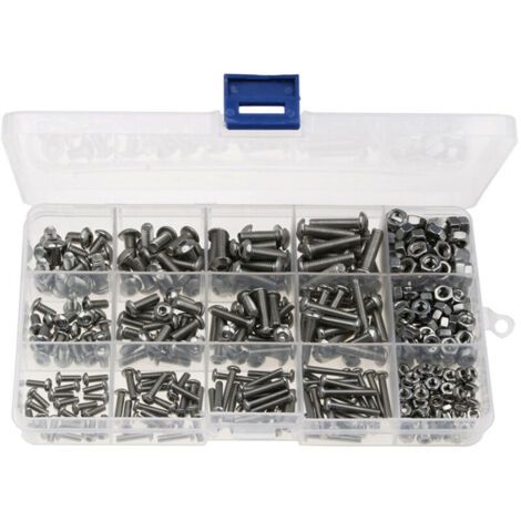 VURAHOME -Lot de 440 écrous et boulons en acier inoxydable Assortiment M 3 M 4 M 5 Kit Portable (Noir)