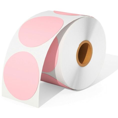 VURAHOME - Lot de 500 étiquettes thermiques rondes roses, 2 x 2 pouces étiquettes adhésives rondes, étiquettes d'expédition résistantes aux rayures, à l'eau, à la poussière et à la graisse