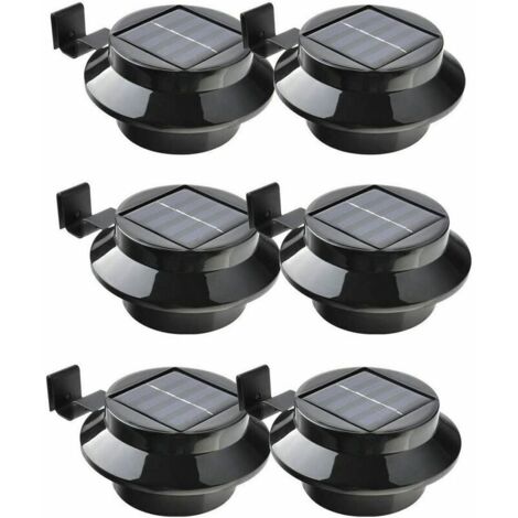 VURAHOME -Lot de 6 lampes LED à énergie solaire pour gouttière, clôture, toit, gouttière, jardin, cour, mur, noir